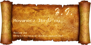 Hovanecz Ibrány névjegykártya